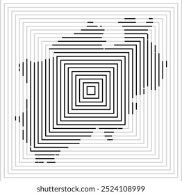 Symbol Map of the Bundesland Nordrhein-Westfalen (Germany) showing the Bundesland with a series of black square lines on white background