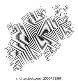 Symbol Map of the Bundesland Nordrhein-Westfalen (Germany) showing the state border buffered inside with black tapering lines