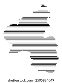 Symbol Map of the Bundesland Rheinland-Pfalz (Germany) showing the Bundesland with parallel black lines in different line thickness