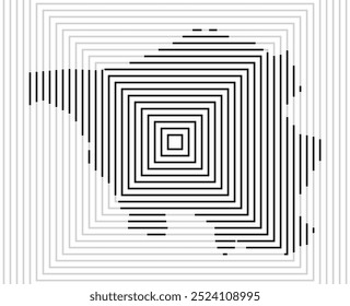 Mapa de símbolos do Land de Saarland (Alemanha) mostrando o Land de Saarland com uma série de linhas quadradas pretas sobre fundo branco