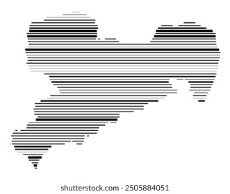 Symbol Map of the Bundesland Sachsen (Germany) showing the Bundesland with parallel black lines in different line thickness