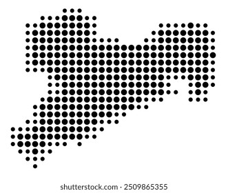 Mapa de símbolos da Bundesland Sachsen (Alemanha) mostrando a Bundesland com um padrão de círculos pretos