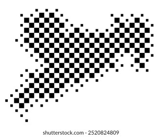 Mapa de símbolos da Bundesland Sachsen (Alemanha) mostrando a Bundesland com um padrão de quadrados pretos como um tabuleiro de xadrez