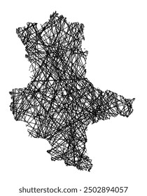 Symbol Map of the Bundesland Sachsen-Anhalt (Germany) showing the state with black, crossing lines like Mikado Sticks or a spider web