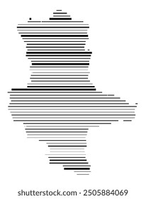 Symbol Map of the Bundesland Sachsen-Anhalt (Germany) showing the Bundesland with parallel black lines in different line thickness