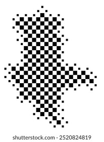 Symbol Map of the Bundesland Sachsen-Anhalt (Germany) showing the Bundesland with a pattern of black squares like a chessboard