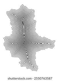 Symbol Map of the Bundesland Sachsen-Anhalt (Germany) showing the state border buffered inside with black tapering lines