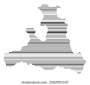 Symbol Map of the Bundesland Salzburg (Austria) showing the Bundesland with parallel black lines in different line thickness