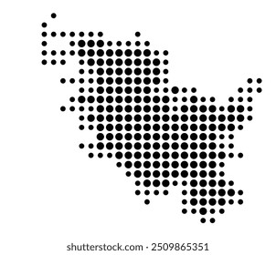 Mapa de símbolos do Bundesland Schleswig-Holstein (Alemanha) mostrando o Bundesland com um padrão de círculos pretos