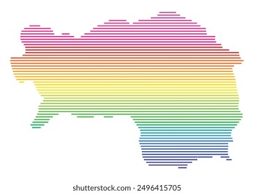 Symbol Map of the Bundesland Steiermark (Austria) showing the Bundesland with horizontal parallel lines in rainbow colors