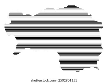 Symbol Map of the Bundesland Steiermark (Austria) showing the Bundesland with parallel black lines in different line thickness