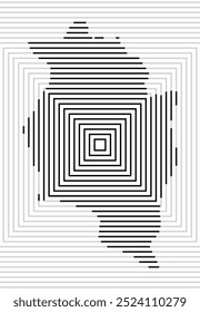 Symbol Map of the Bundesland Vorarlberg (Austria) showing the Bundesland with a series of black square lines on white background