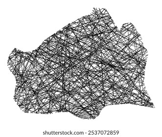 Mapa de símbolos do Bundesland Wien (Áustria) mostrando o estado com linhas pretas, como paus Mikado ou uma teia de aranha