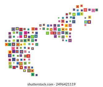 Symbol Map of the Canton Appenzell Ausserrhoden (Switzerland) showing the Kanton with a pattern of overlapping colorful squares like candies