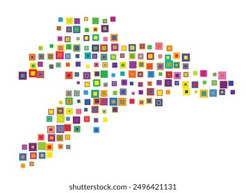 Symbol Map of the Canton Jura (Switzerland) showing the Kanton with a pattern of overlapping colorful squares like candies