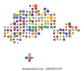 Symbol Map of the Canton Schaffhausen (Switzerland) showing the Kanton with a pattern of overlapping colorful squares like candies