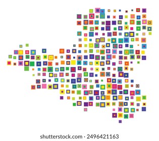 Symbol Map of the Canton Schwyz (Switzerland) showing the Kanton with a pattern of overlapping colorful squares like candies