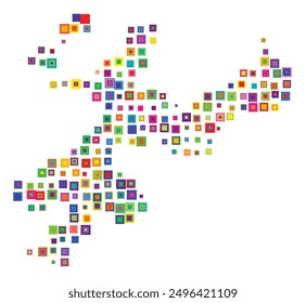 Symbol Map of the Canton Solothurn (Switzerland) showing the Kanton with a pattern of overlapping colorful squares like candies