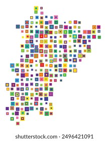 Symbol Map of the Canton Uri (Switzerland) showing the Kanton with a pattern of overlapping colorful squares like candies