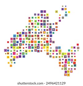 Symbol Map of the Canton Vaud (Switzerland) showing the Kanton with a pattern of overlapping colorful squares like candies