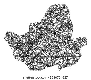 Mapa de símbolos da capital Cidade Metropolitana de Seul (Coreia do Sul) mostrando o estado com linhas pretas cruzadas, como bengalas Mikado ou teia de aranha