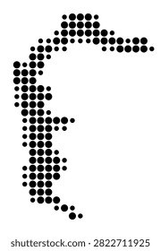 Symbol Map of the Centrally Administered Area Azad Kashmir (Pakistan) showing the area with a pattern of black circles