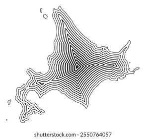 Symbol Map of the Circuit Hokkaido (Japan) showing the state border buffered inside with black tapering lines
