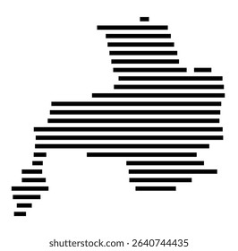Symbol Map of the city Mühldorf a.Inn (Bayern, Germany) showing the area of the city with just a few black horizontal lines