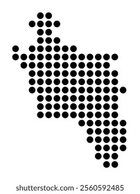 Symbol Map of the City Aachen (Germany) showing the city with a pattern of just a few black dots