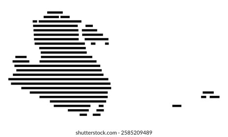 Symbol Map of the City Achern (Germany) showing the city with just a few black horizontal lines