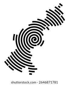 Symbol Map of the city Höchstadt a.d.Aisch (Bayern, Germany) showing the city with a black spiral line