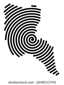 Symbol Map of the city Adendorf (Niedersachsen, Germany) showing the city with a black spiral line