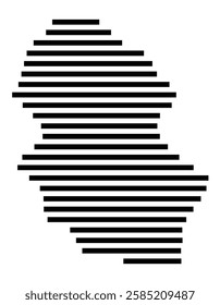 Symbol Map of the City Ahaus (Germany) showing the city with just a few black horizontal lines