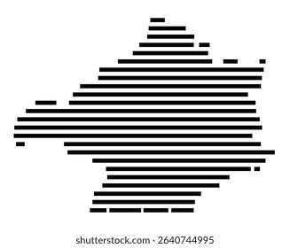 Symbol Map of the city Aichach (Bayern, Germany) showing the area of the city with just a few black horizontal lines