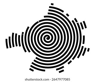 Symbol Map of the city Aichach (Bayern, Germany) showing the city with a black spiral line