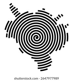 Symbol Map of the city Alfeld (Leine) (Niedersachsen, Germany) showing the city with a black spiral line