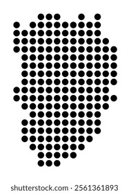 Symbol Map of the City Almelo (Netherlands) showing the city with a pattern of just a few black dots