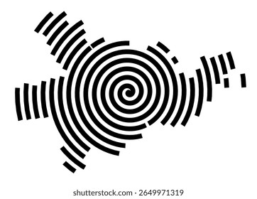Symbol Map of the city Alsfeld (Hessen, Germany) showing the city with a black spiral line