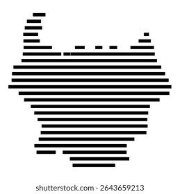 Symbol Map of the city Altenberge (Nordrhein-Westfalen, Germany) showing the area of the city with just a few black horizontal lines