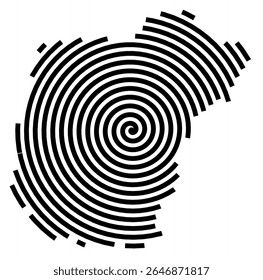 Symbol Map of the city Alzenau (Bayern, Germany) showing the city with a black spiral line