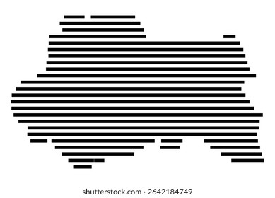Symbol Map of the city Alzey (Rheinland-Pfalz, Germany) showing the area of the city with just a few black horizontal lines