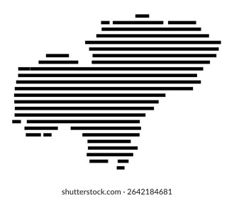 Symbol Map of the city Ammerbuch (Baden-Württemberg, Germany) showing the area of the city with just a few black horizontal lines