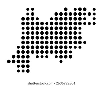 Symbol Map of the city Ammersbek (Schleswig-Holstein, Germany) showing the city with a pattern of just a few black dots