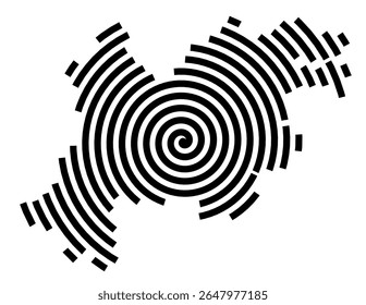 Symbol Map of the city Ammersbek (Schleswig-Holstein, Germany) showing the city with a black spiral line