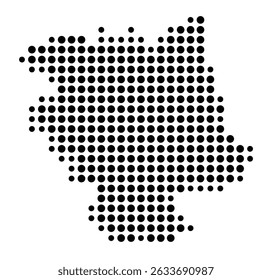 Symbol Map of the city Dießen am Ammersee (Bayern, Germany) showing the city with a pattern of just a few black dots