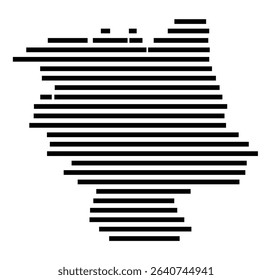Symbol Map of the city Dießen am Ammersee (Bayern, Germany) showing the area of the city with just a few black horizontal lines
