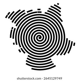 Symbol Map of the city Dießen am Ammersee (Bayern, Germany) showing the city with a black spiral line