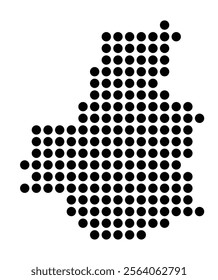 Symbol Map of the City Angers (France) showing the city with a pattern of just a few black dots