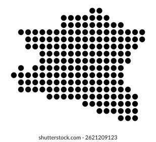 Symbol Map Of the City Ansbach (Germany) showing the city with a pattern of just a few black dots