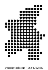 Symbol Map of the City Antony (France) showing the city with a pattern of just a few black dots